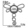 Pendentif libellule noir mat en acier inoxydable avec dimensions et poids affichés - Noir Épais
