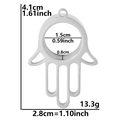 Silver stainless steel Hamsa pendant 4.1x2.8cm with screw-open glass photo locket - Thick Style / Steel