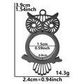 Owl stainless steel locket pendant in black finish with detailed size measurements - Black - Thick
