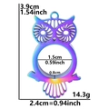 Rainbow owl stainless steel pendant with dimensions 3.9x2.4cm and colorful finish - Multicolor - Thick