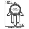 Black stainless steel Hamsa charm pendant with detailed dimensions and 1.5cm hollow center - Thick Style / Black