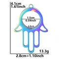 Rainbow Hamsa Hand stainless steel locket pendant with dimensions and weight specs - Thick Style / AB Color