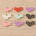 DIY colorful alloy cherry blossom pendants for necklaces with gold trim and enamel - 10 Pieces Pack / Mixed Colors (YD2161)
