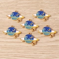 Set di 6 ciondoli a forma di pianeta in smalto blu per la creazione di gioielli - Stile Pianeta Blu