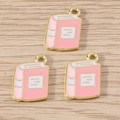 Pink enamel book charms with gold metal edges for DIY earring and necklace jewelry making - 10 Pieces Pack / Pink