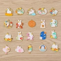 Detailed set of 20 Chinese Mid-Autumn enamel charms featuring rabbits and mooncakes - Mixed / 10 Pieces Pack