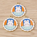 Detail of Chinese Mid-Autumn rabbit pendants with enamel Mid-Autumn Festival greeting - Rabbit Mooncake / 10 Pieces Pack