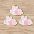 Detailed macro view of three enamel rabbit charms for Mid-Autumn DIY jewelry making - Rabbit / 10 Pieces Pack