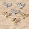 Set of gold and silver bird charms with rhinestones for DIY jewelry making - 10 Pieces Pack / Multicolor