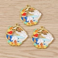 Detailed macro view of Chinese style enamel rabbit pendants for Mid-Autumn DIY jewelry making - Rabbit / 10 Pieces Pack
