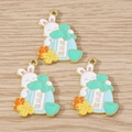 Detailed view of alloy charms featuring cartoon rabbits and osmanthus wine jars for DIY - Rabbit Lucky Bag / 10 Pieces Pack