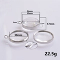 Marco colgante de acero inoxidable con tapa de cristal convexo y diámetro exterior 34mm - Diámetro interior 30mm / Estilo Plateado (X35-S)