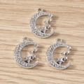 Mondsichel und Stern Anhänger aus Silberlegierung mit Strass für DIY Schmuckherstellung - 10er Pack / Silber