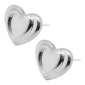 Boucles d'oreilles cœur en acier inoxydable 304 avec design en spirale argentée - Argent (D201)