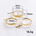 Cadre de médaillon doré en acier inoxydable et verre convexe pour bijoux DIY, 29 mm - Style Or (X36-G)