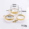 Pendentif médaillon en acier inoxydable doré 20mm avec filetage et couvercle en verre - Style Or (X37-G)