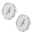 Boucles d'oreilles éclair en argent minimalistes de forme ronde organique irrégulière - Argent (D194)