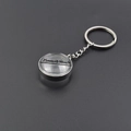 Porte-clés médaillon en acier et verre avec pendentif convexe de 25mm de large - Style Porte-clés Argenté (X36-S+PJ28-S)