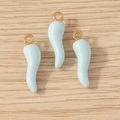Three light blue enamel cornicello chili pendants with gold rings on wooden background - 10 Pieces Pack / Light Blue