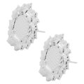 Paire de boucles d'oreilles en acier inoxydable 304 argenté au design texturé irrégulier - Argent (D200)