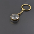 Porte-clés pendentif en verre rond doré de 20mm avec cadre en acier inoxydable poli - Style Porte-clés Doré (X37-G+PJ28-G)