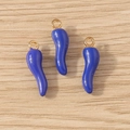 Detailed close-up of sky blue resin chili pepper pendants with golden metal loops - 10 Pieces Pack / Dark Blue