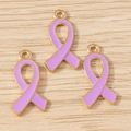 Tre ciondoli a nastro in smalto viola placcati in oro per gioielli fai-da-te - Confezione da 10 / Viola