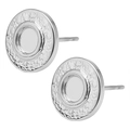 Modern 18K silver-plated irregular nested stud earrings with hammered metal texture - Triple Concentric Circle Textured Style (D121-S) / Silver
