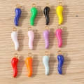Colorful mini chili pepper pendants made of high-gloss alloy for DIY jewelry crafting - 10 Pieces Pack / Multicolor