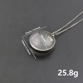 Pendentif médaillon rond en acier argenté de 30mm avec spécifications de taille - Style Collier Argenté (X35-S+N24-S-60cm)