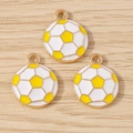 Tre ciondoli a forma di calcio in smalto dorato per creazione di gioielli fai-da-te - Giallo