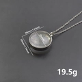 Pendentif en acier inoxydable et verre argenté avec diamètre interne 25mm - Style Collier Argenté (X36-S+N24-S-60cm)