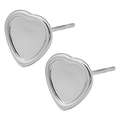 Polished silver heart-shaped stainless steel stud earrings with glossy mirror finish - Heart Frame Style (D124-S) / Silver