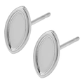 Minimalist silver marquise-shaped stainless steel earrings in polished metallic finish - Marquise Style (D125-S)