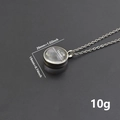 Pendentif médaillon en acier inoxydable et verre, largeur 26mm et poids de 10 grammes - Style Collier Argenté (X38-S+N24-S-60cm)