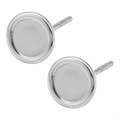 Polished 304 stainless steel irregular round stud earrings in shiny silver finish - Minimalist Round Style (D127-S)