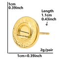 Golden 304 stainless steel hammered earrings with hollow center, 1cm diameter size - Triple Concentric Circle Textured Style (D121-G)