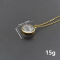 Pendentif médaillon rond en acier doré et verre avec dimensions de 31 mm et 20 mm - Style Collier Doré (X37-G+N24-G-60cm)