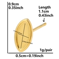 Golden irregular leaf earrings in 304 stainless steel with detailed size annotations - Marquise Style (D125-G)