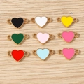 Bunte Herz Emaille Verbinder aus Goldlegierung für DIY Schmuckherstellung - 10er Pack / Mehrfarbig