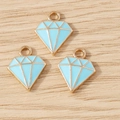 Hemelblauwe ruitvormige emaille hangers met gouden randen voor doe-het-zelf sieraden - 10 Stuks Verpakking / Blauw