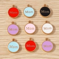 Set of colorful enamel Mom heart charms in various colors for DIY jewelry making - Multicolor