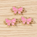 Rosa Emaille Schmetterling Schmuckverbinder mit Goldfinish für DIY Armbandherstellung - Rosa