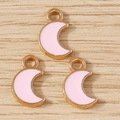 Rosa Emaille-Mondsichel-Anhänger mit Goldlegierung für DIY-Schmuckherstellung - Rosa