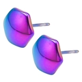 Minimalist iridescent 304 stainless steel geometric stud earrings with purple gradient - Irregular Liquid Geometric Style (D123-R)