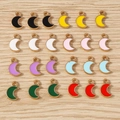 Colorful crescent moon charms in various oil-dripped alloy finishes for DIY jewelry making - 30Pcs Pack / Multicolor