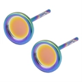 Irregular rainbow stainless steel round studs with vacuum 18K aurora finish - Minimalist Round Style (D127-R)