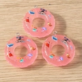 Detail of pink resin lifebuoy charms with colorful glitter and cartoon ocean illustrations - 5 Pieces / Pink