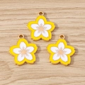 Tre dolci ciondoli a fiore di ciliegio con bordi dorati e smalto giallo per gioielli DIY - Giallo