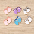 Set of colorful cartoon baby footprint charms for DIY necklace bracelet and keychain jewelry - 10 Pieces Pack / Multicolor